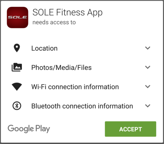 sole fitness app accept